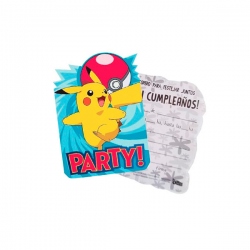 10 tarjetas de invitación Pokemon