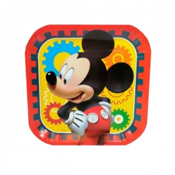 8 platos cuadrados Mickey Mouse