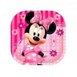 8 platos cuadrados Minnie Mouse