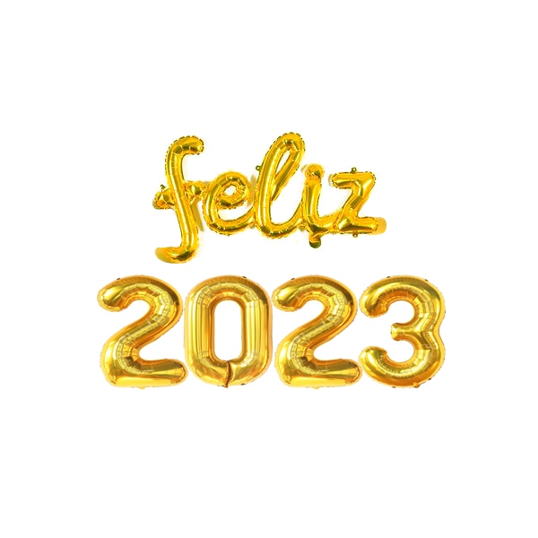 Cartel de Globos Letras Feliz Año Nuevo Dorado!! - Globos Yuli