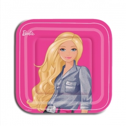 8 platos cuadrados Barbie
