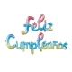 Globo letras cursivas Feliz Cumpleaños de colores