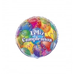 Globo Metalico "feliz cumpleaños" globos y serpentinas