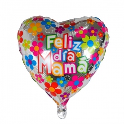 Globo corazón metálico - "Feliz Dia Mamá Multicolor" n°18