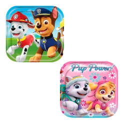 8 Platos cuadrados Paw Patrol