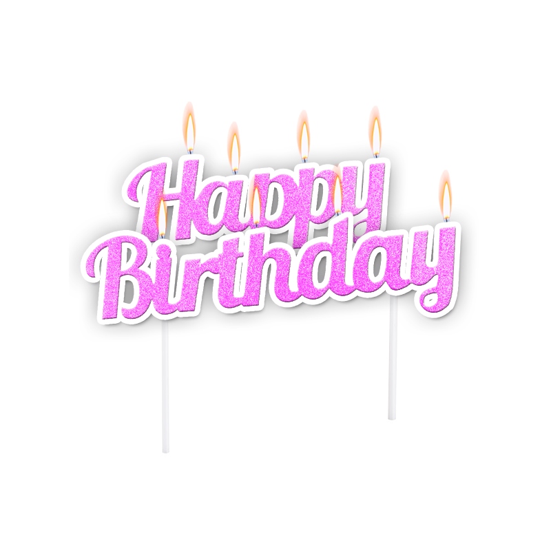 Topper Vela Frase Happy Birthday de Torta!! Adquierela en Globos Yuli