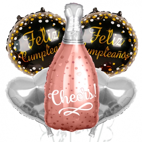 Globos bouquet "Botella Cheers"