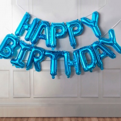 Globo letras happy birthday azul