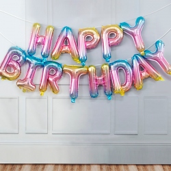 Globo letras metalica arcoiris "Happy Birthday"