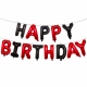 Frase globo negro y rojo Happy Birthday