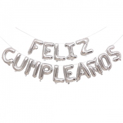 Globo letras plata "Feliz Cumpleaños"