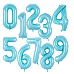 Globo metálico números Azul Pastel de 80 cm