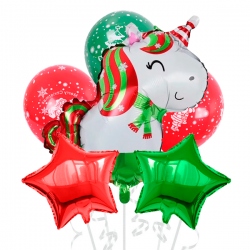 Bouquet de globos Unicornio Navideño