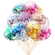 6 Globos transparentes confeti metalico