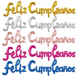 Globo letras cursivas Feliz Cumpleaños de colores