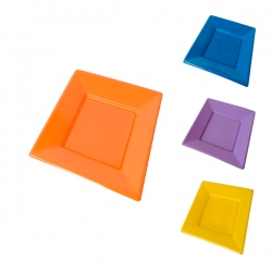 10 Platos cuadrados de colores