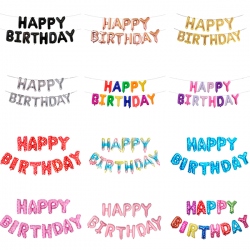 Frase de globos metalico Happy Birthday de colores