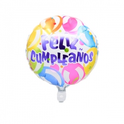 Globo de cumpleaños - Happy Birthday Polka Plata y Dorado n°18