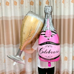 Globo botella rosado champagne