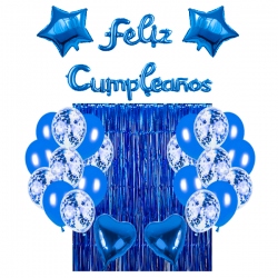 Kit de globos feliz cumpleaños azul
