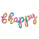 Frase globo arcoiris Happy Birthday