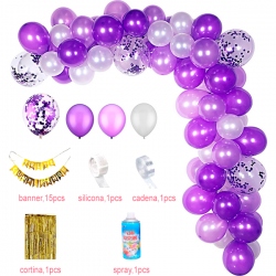 Arco organico de globos lila y morado