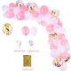 Arco organico de globos rosa gold y blanco